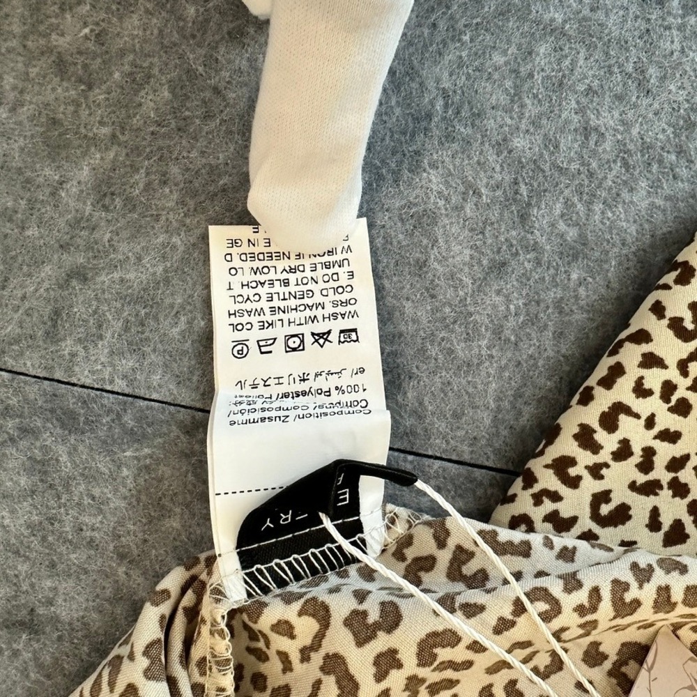 Emery Rose Leopard Print Babydoll Dress Brown Sleeves Tiered Casual SZ L - Picture 12 of 16